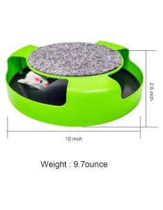 Kole Imports - 2-in-1 Cat Spinning Toy Exercise and Scratcher with a Durable Felt Pad - Green 2