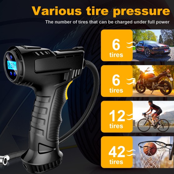 LabTEC Cordless Tire Inflator Portable Air Compressor with Digital Pressure Gauge, 150PSI Auto Off Electric Wireless Pump for
