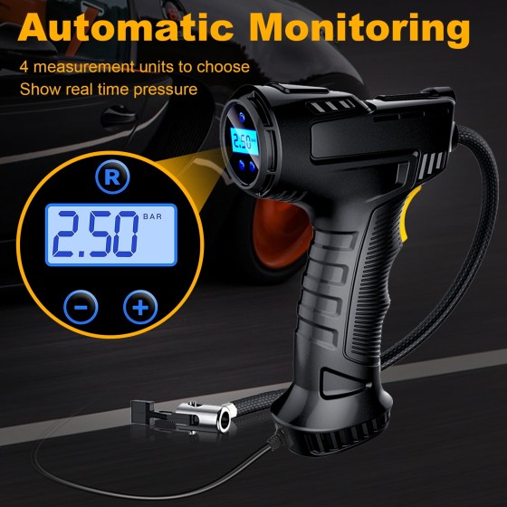 LabTEC Cordless Tire Inflator Portable Air Compressor with Digital Pressure Gauge, 150PSI Auto Off Electric Wireless Pump for