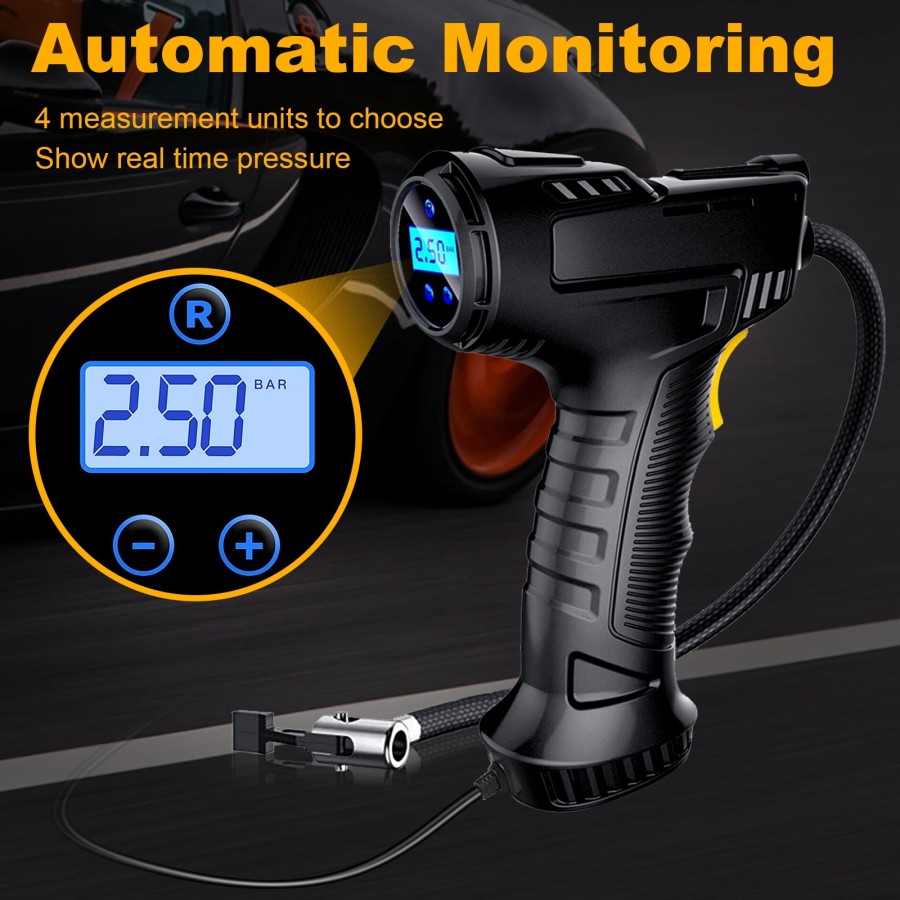 LabTEC Cordless Tire Inflator Portable Air Compressor with Digital Pressure Gauge, 150PSI Auto Off Electric Wireless Pump for