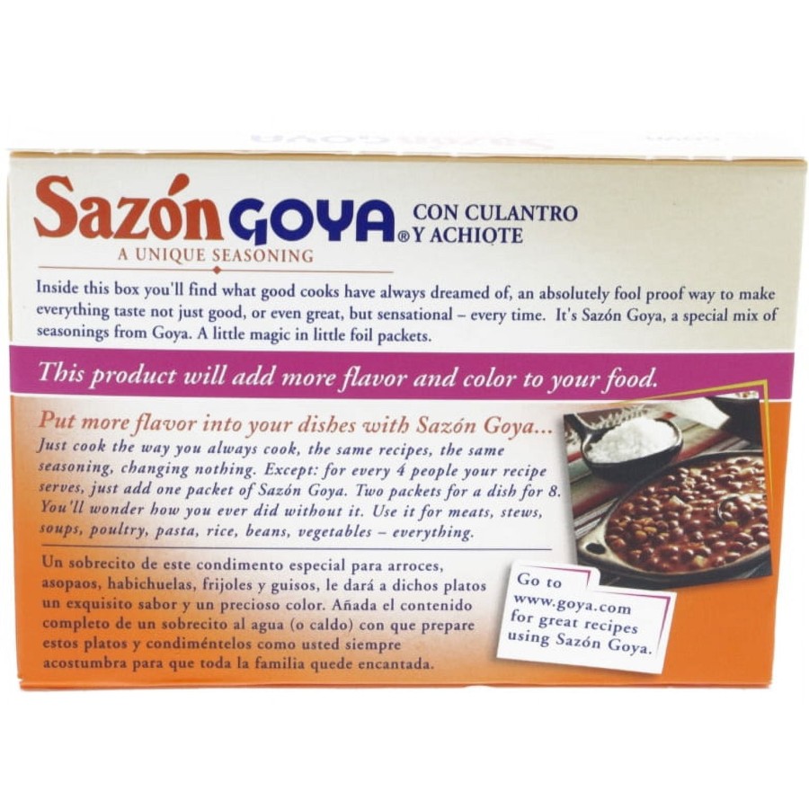 Goya Coriander & Annatto Seasoning 8 Pack - Sazon Culantro y Achiote (Pack of 1)
